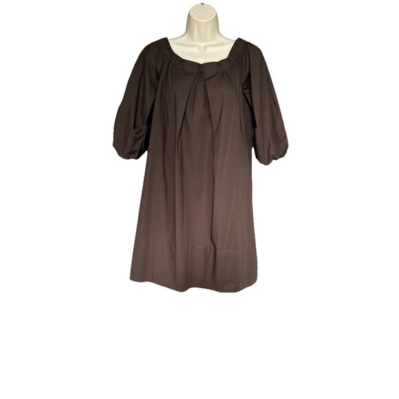 Ann Mashburn Size Small Pleated 3/4 Sleeves Mini Cotton Dress Brown Women’s - Picture 10 of 10